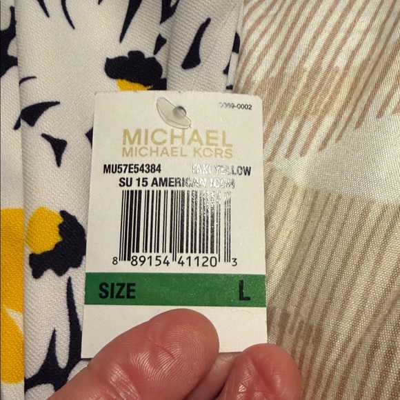 Michael Kors Yellow and Black Floral Above the Knee A-Line Skirt SZ L NWT - Picture 8 of 8